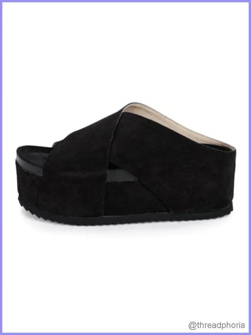 Women's Suede Platform Sandals Cork Footbed Criss Cross Straps Slide Flatforms